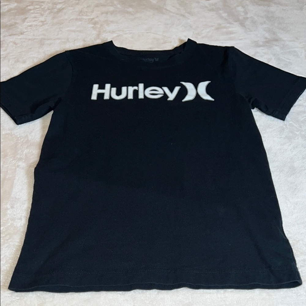 Hurley Boy's Black Short Sleeve Crew Neck 100% Cotton T Shirt Medium Skate Surf